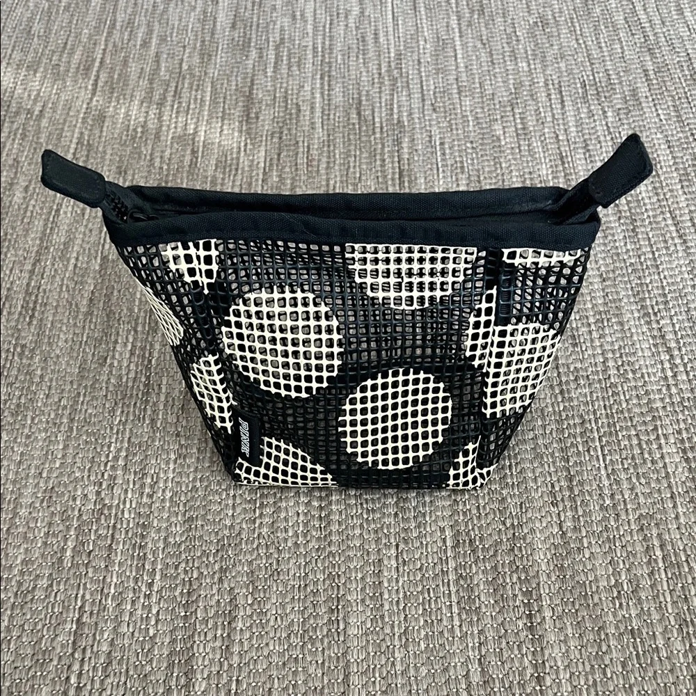 PINK Victoria's Secret Polka Dot Rubber Mesh Cosmetic Bag